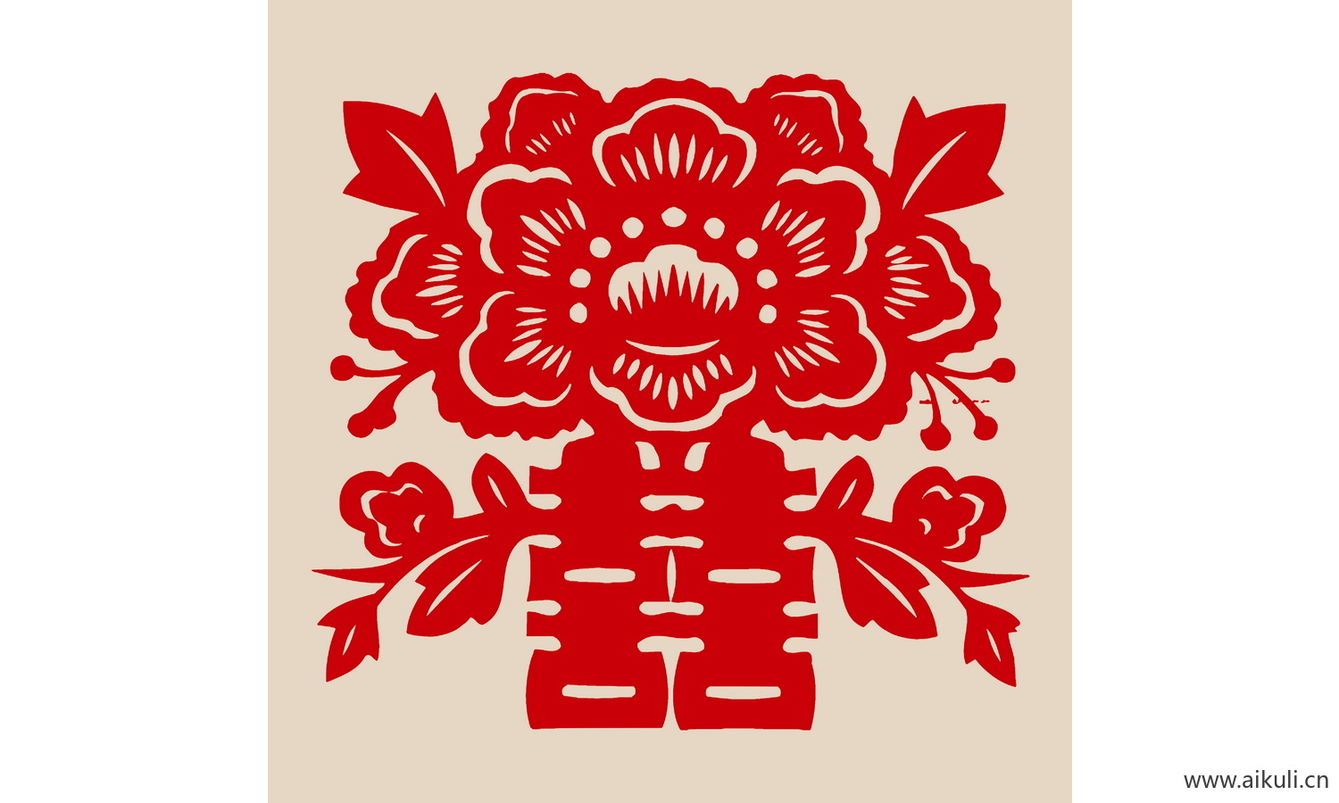 剪纸剪影I-PSD分层中式传统婚庆双喜喜字