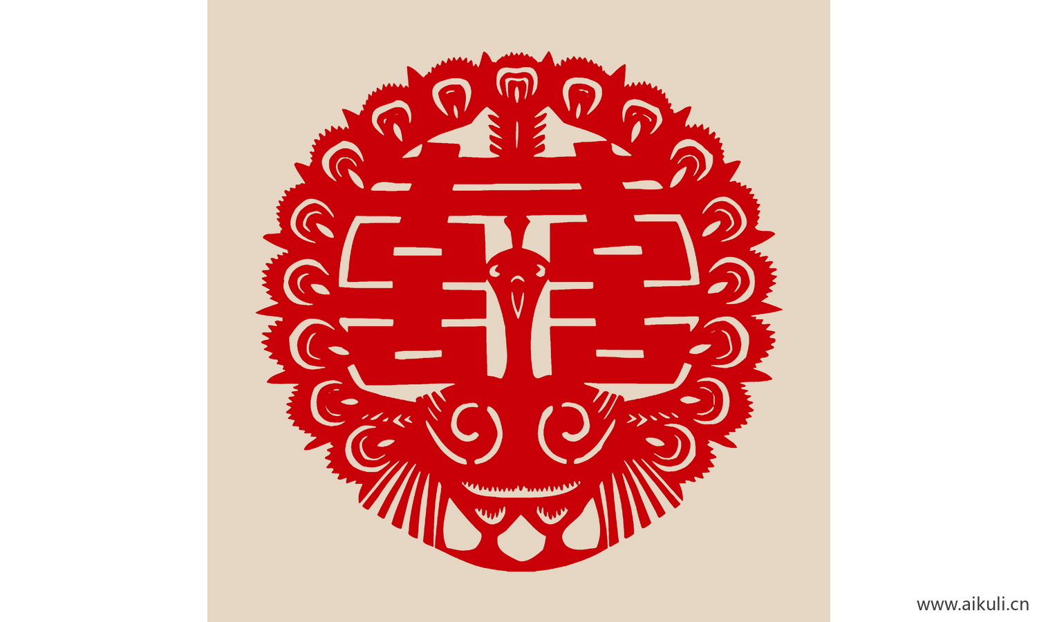 剪纸剪影O-PSD分层中式传统婚庆双喜喜字