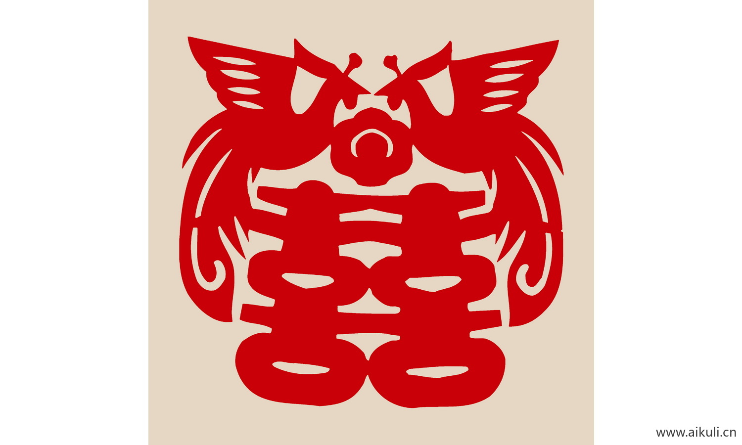 PSD分层中式传统婚庆双喜喜字N-PS剪纸剪影