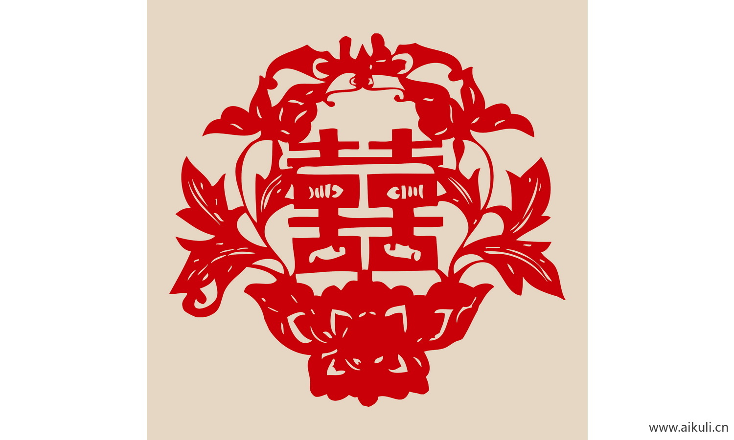 中式传统婚庆双喜喜字剪纸剪影4-PSD分层