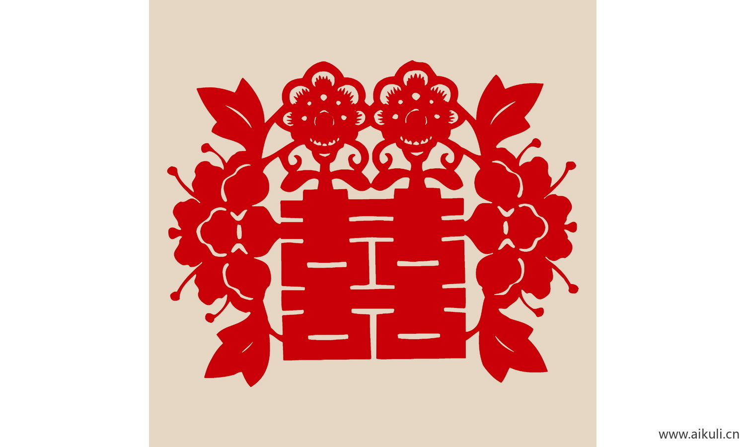 剪纸剪影H-PSD分层中式传统婚庆双喜喜字