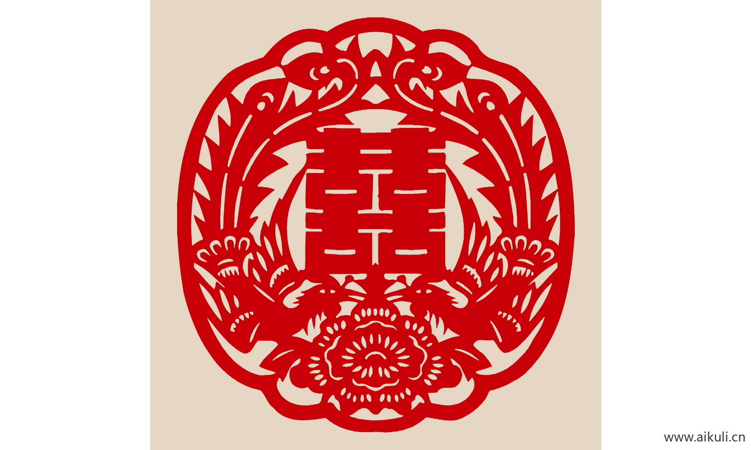 剪纸剪影M-PSD分层中式传统婚庆双喜喜字