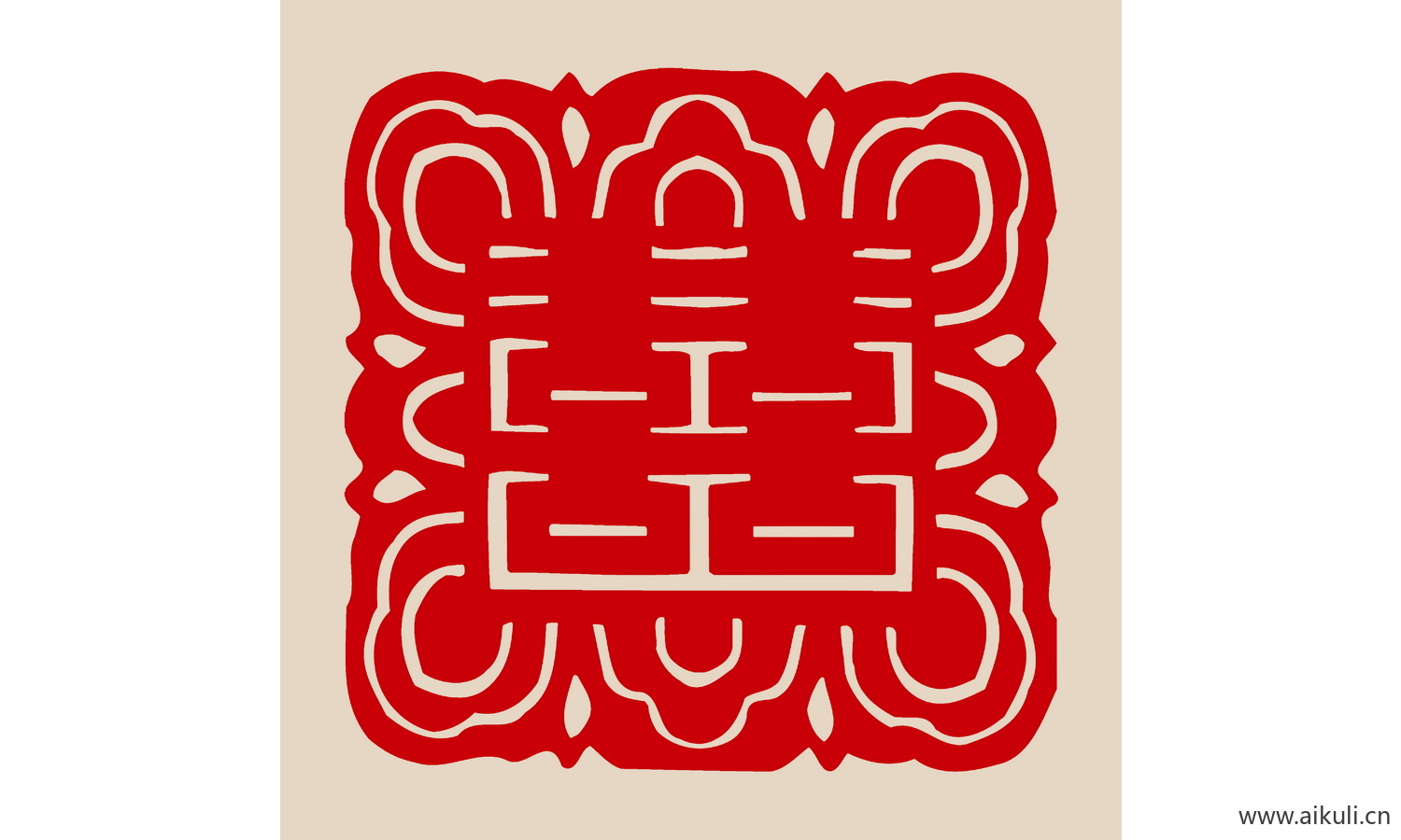 PSD分层中式传统婚庆双喜喜字X-PS剪纸剪影