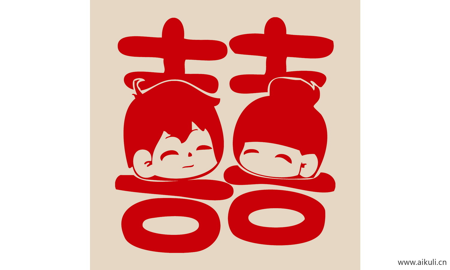 传统艺术R-PSD分层婚庆双喜喜字剪纸剪影