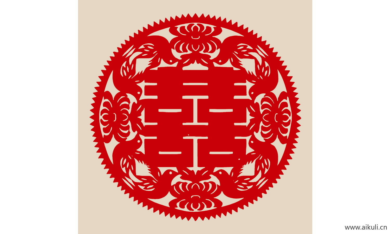 剪纸剪影N-PSD分层中式传统婚庆双喜喜字
