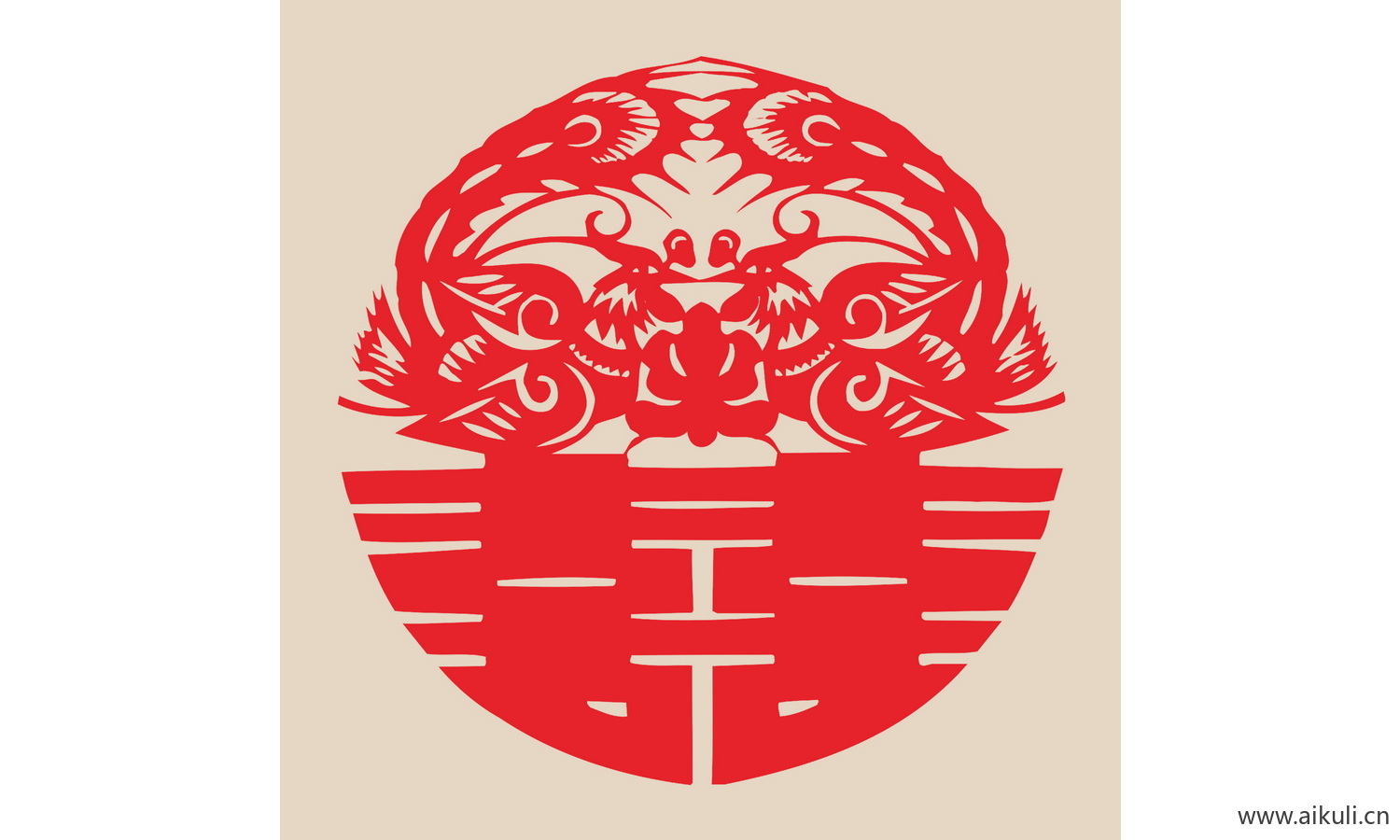 BA-PSD分层婚庆双喜喜字传统艺术剪纸剪影