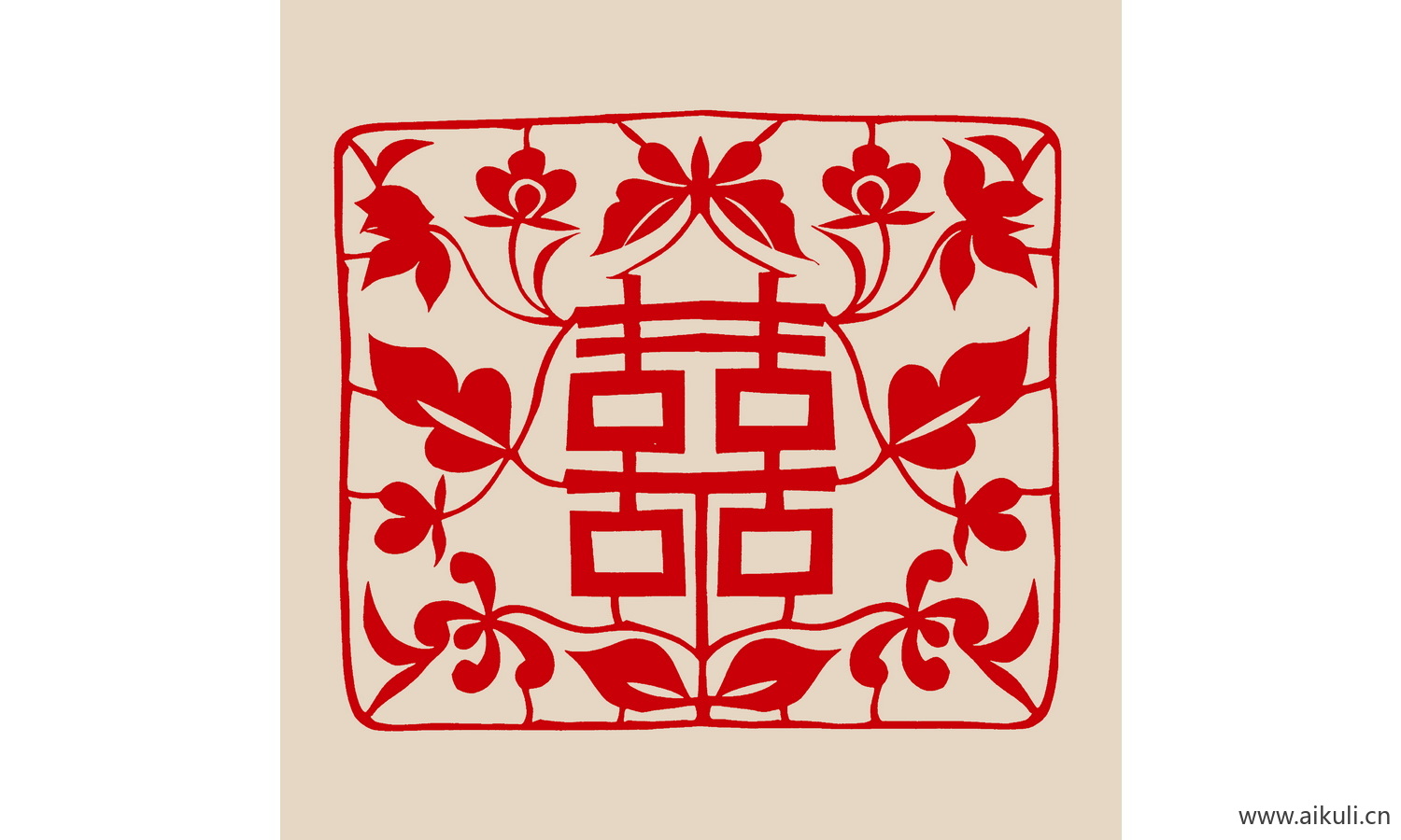 传统艺术U-PSD分层婚庆双喜喜字剪纸剪影