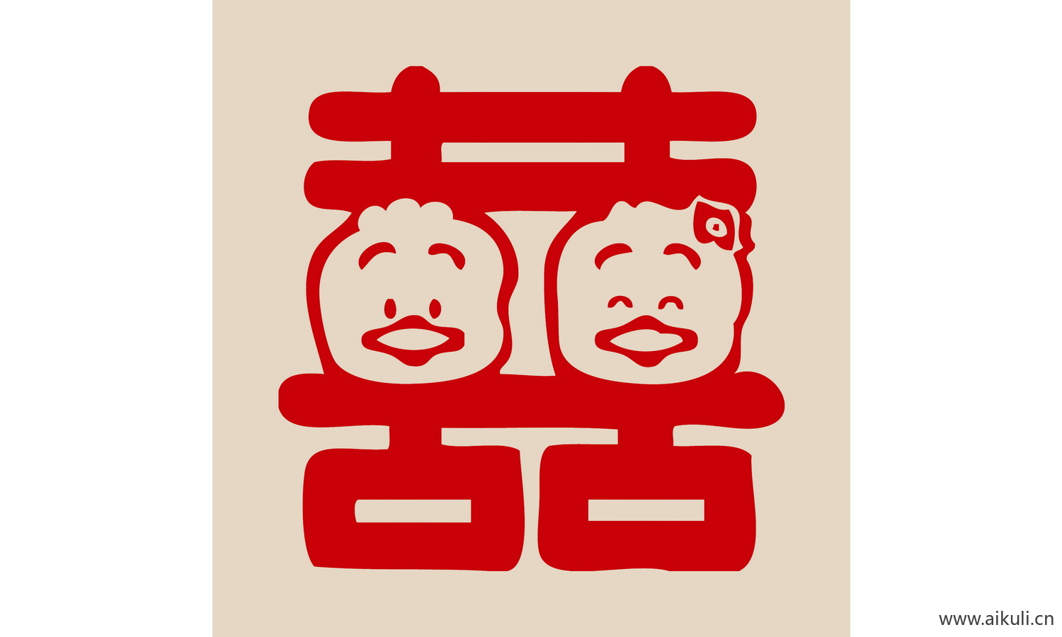 传统艺术PSD分层 婚庆双喜喜字92-PS剪纸剪影