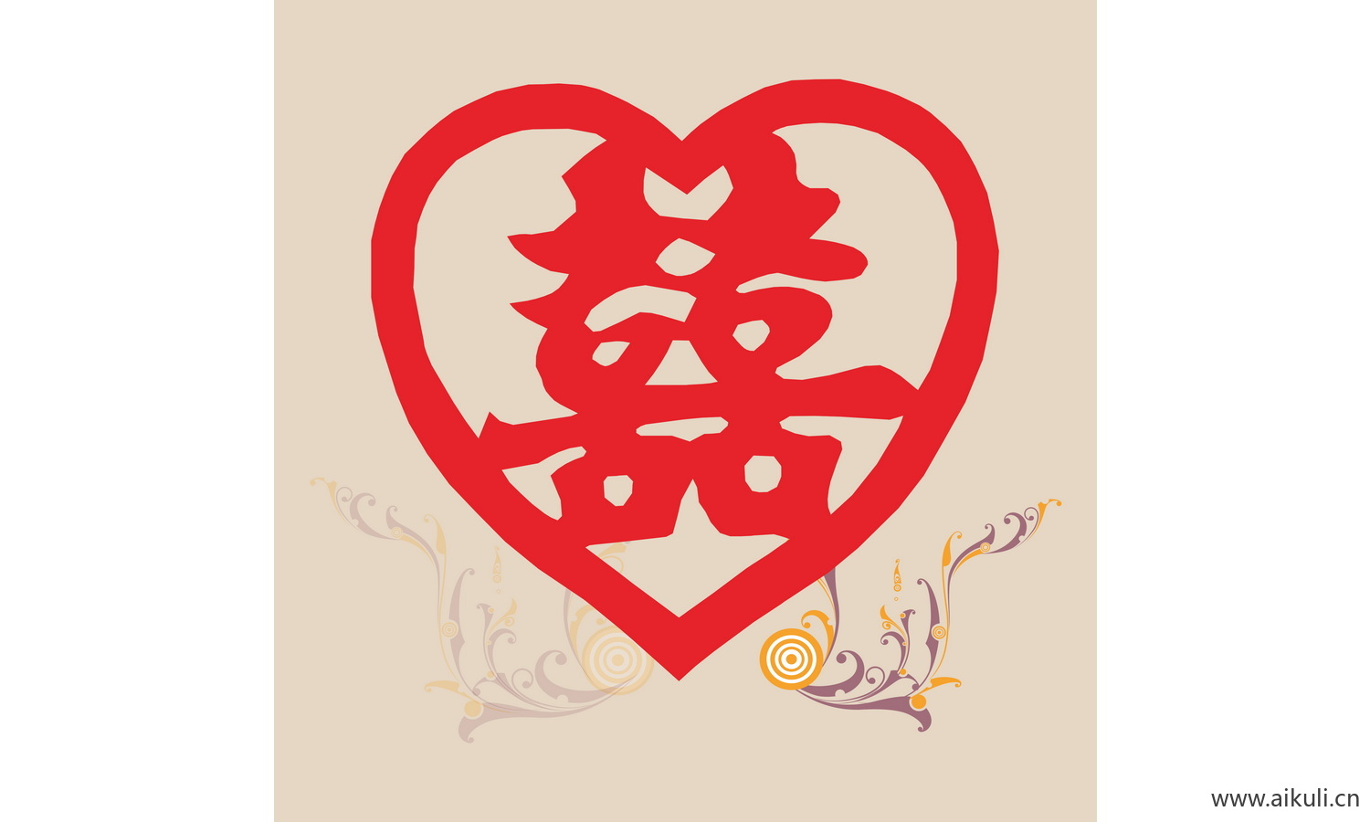 婚庆 双喜 喜字 V-PSD剪纸分层