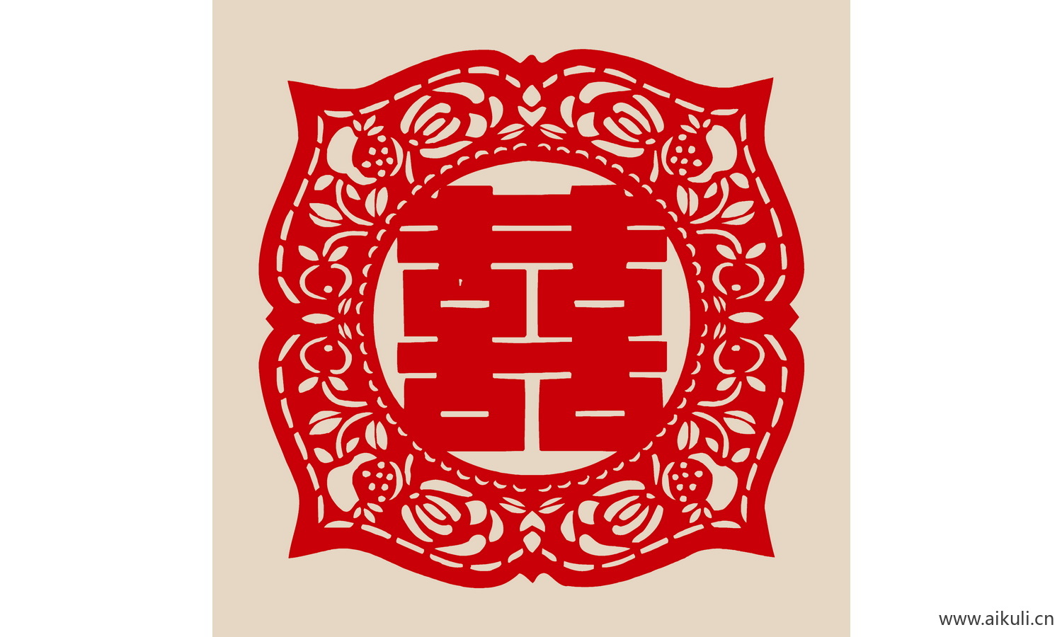 传统艺术PSD分层 婚庆双喜喜字119-PS剪纸剪影