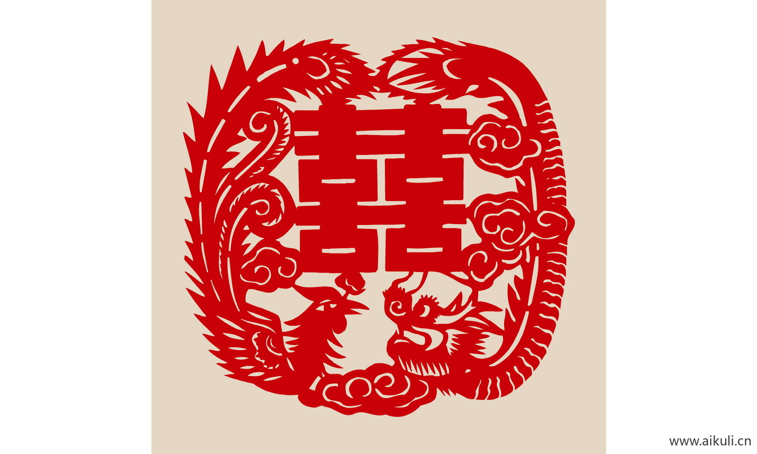传统艺术PSD分层 婚庆双喜喜字118-PS剪纸剪影