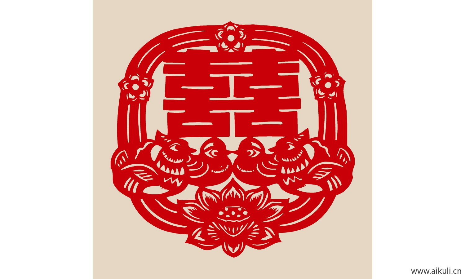 PSD分层中式传统婚庆双喜喜字Z-PS剪纸剪影