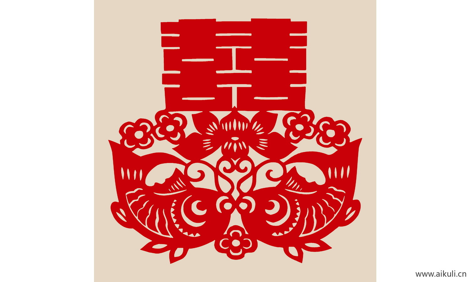 PSD分层中式传统婚庆双喜喜字M-PS剪纸剪影
