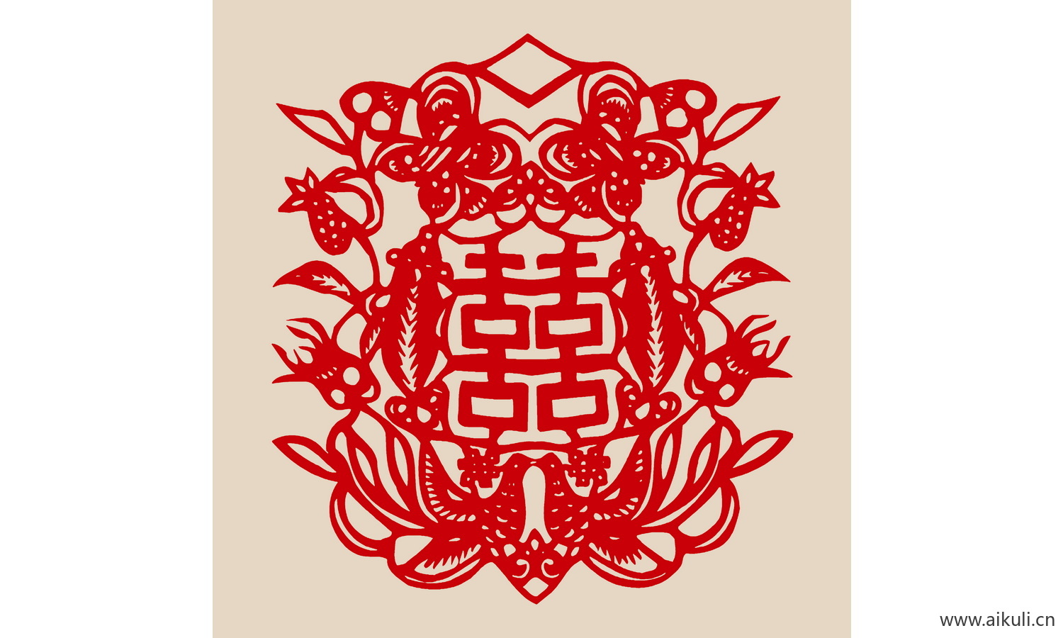 中式传统婚庆双喜喜字剪纸剪影13-PSD分层