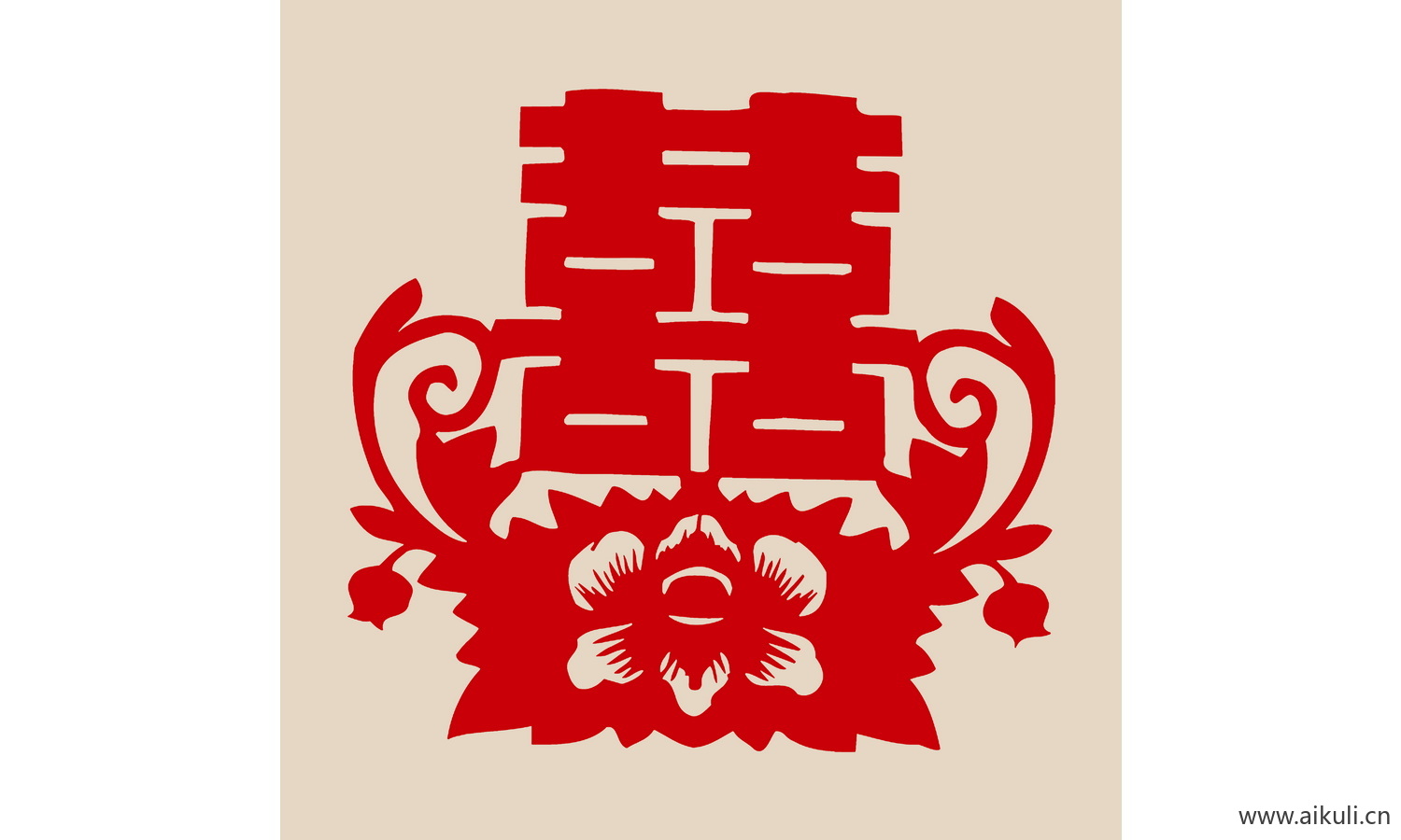 PSD分层中式传统婚庆双喜喜字V-PS剪纸剪影