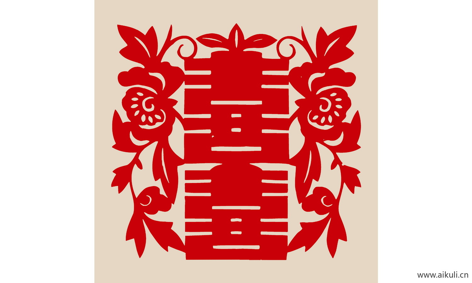 PSD分层中式传统婚庆双喜喜字S-PS剪纸剪影