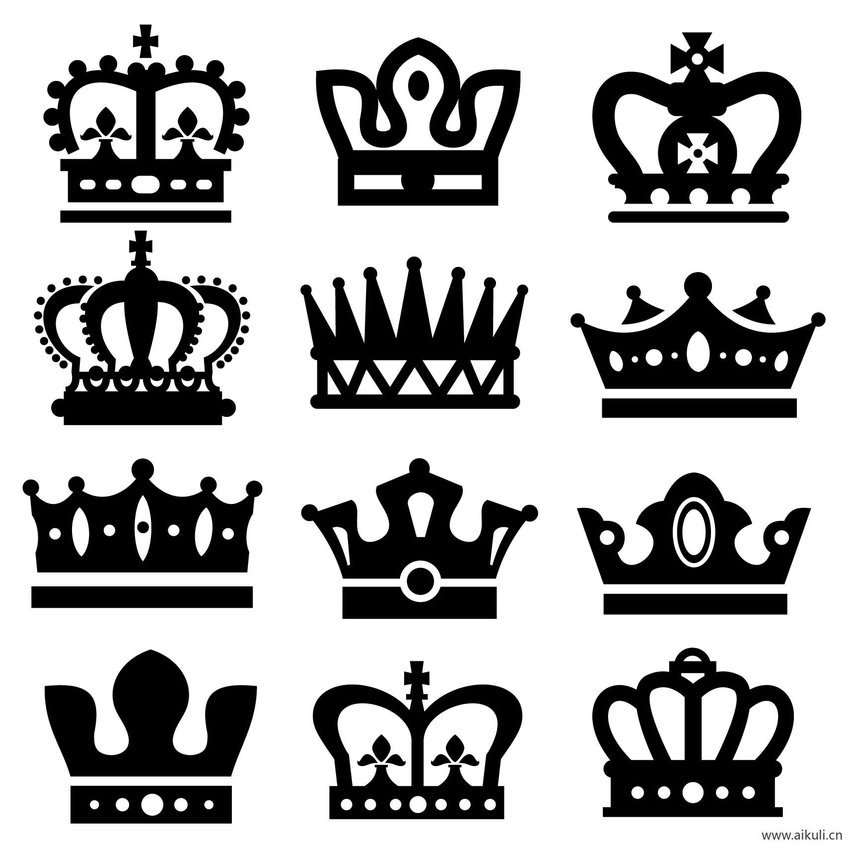 皇冠王冠剪影PNG免扣素材