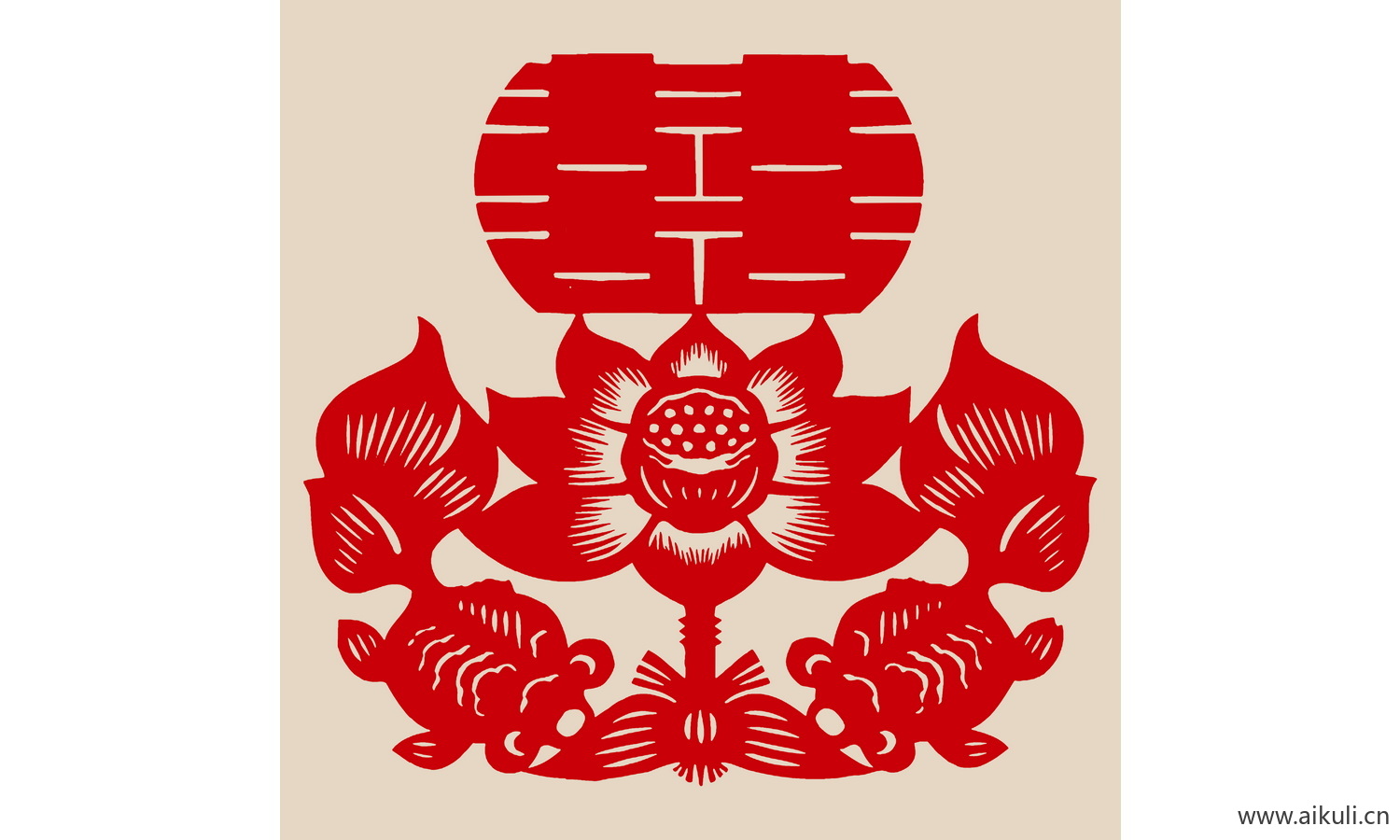 中式传统婚庆双喜喜字剪纸剪影5-PSD分层