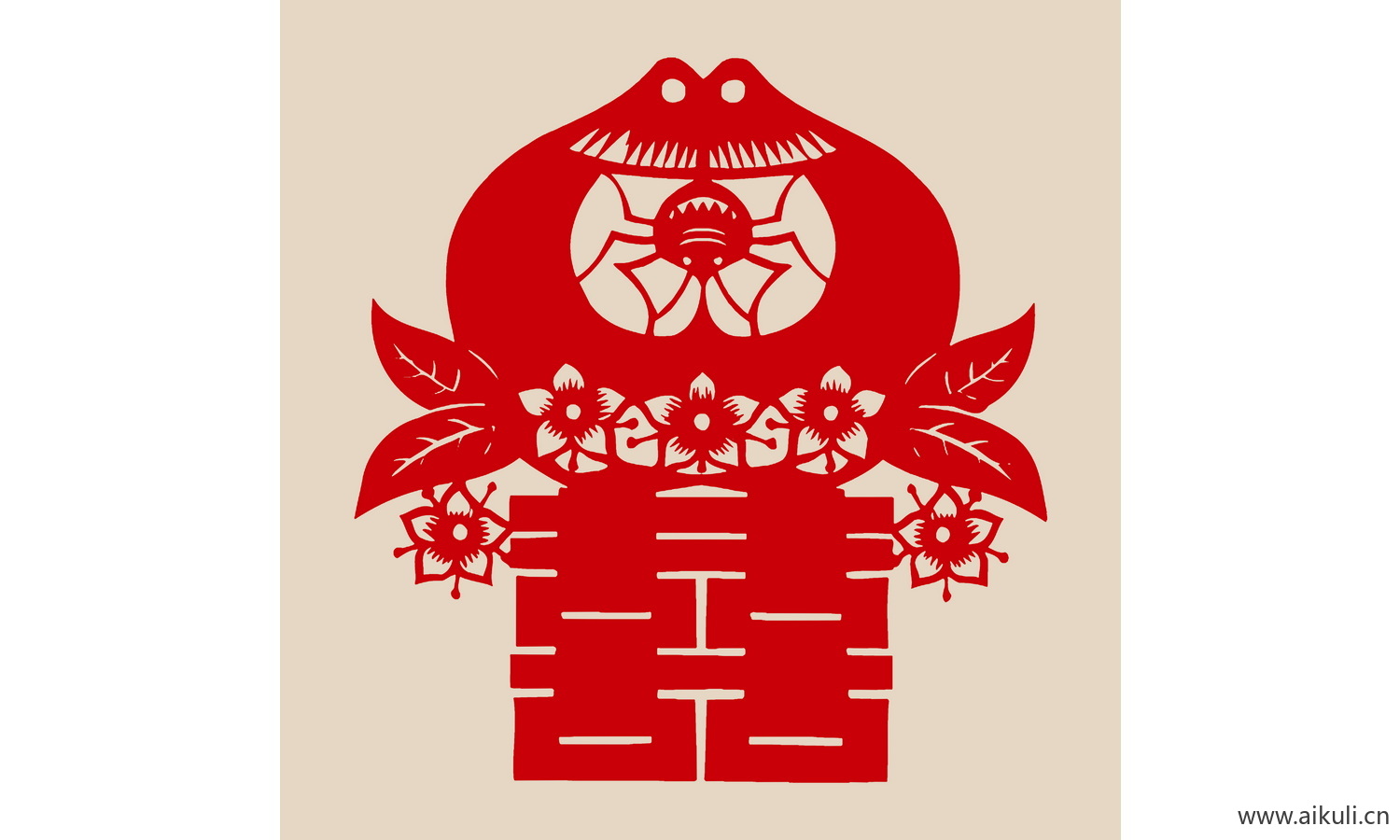 PSD分层中式传统婚庆双喜喜字U-PS剪纸剪影