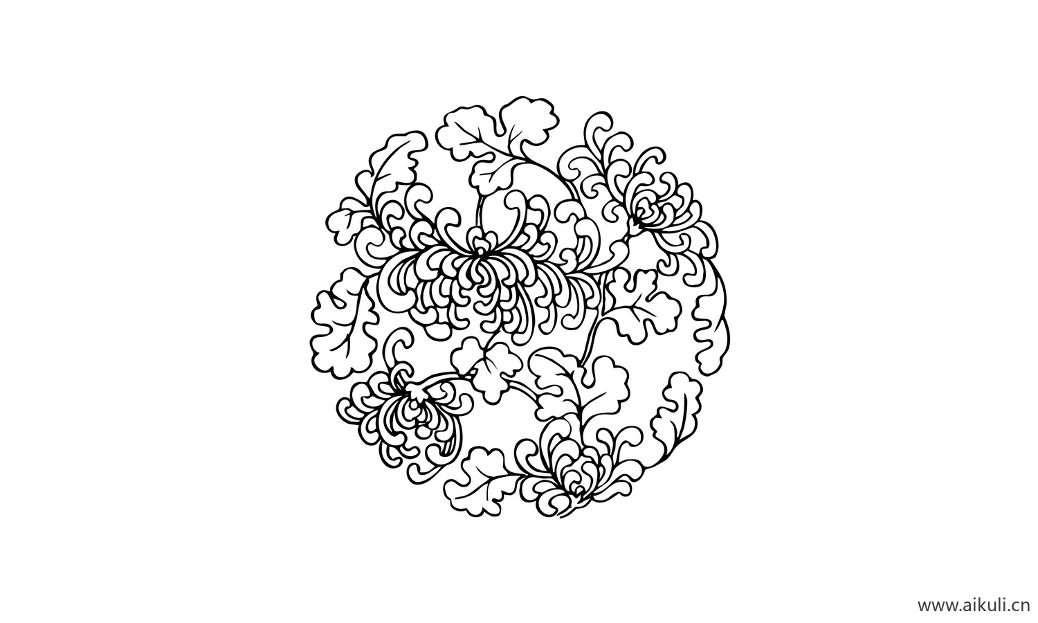 菊花纹花草纹图形EPS-B矢量免扣
