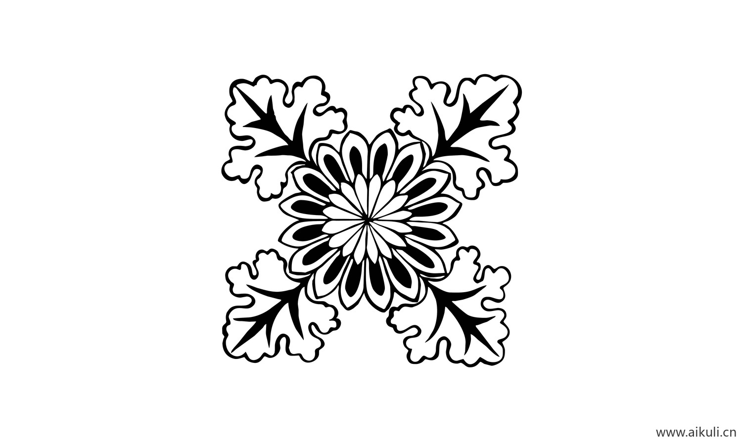 菊花纹花草纹图形EPS-D矢量免扣