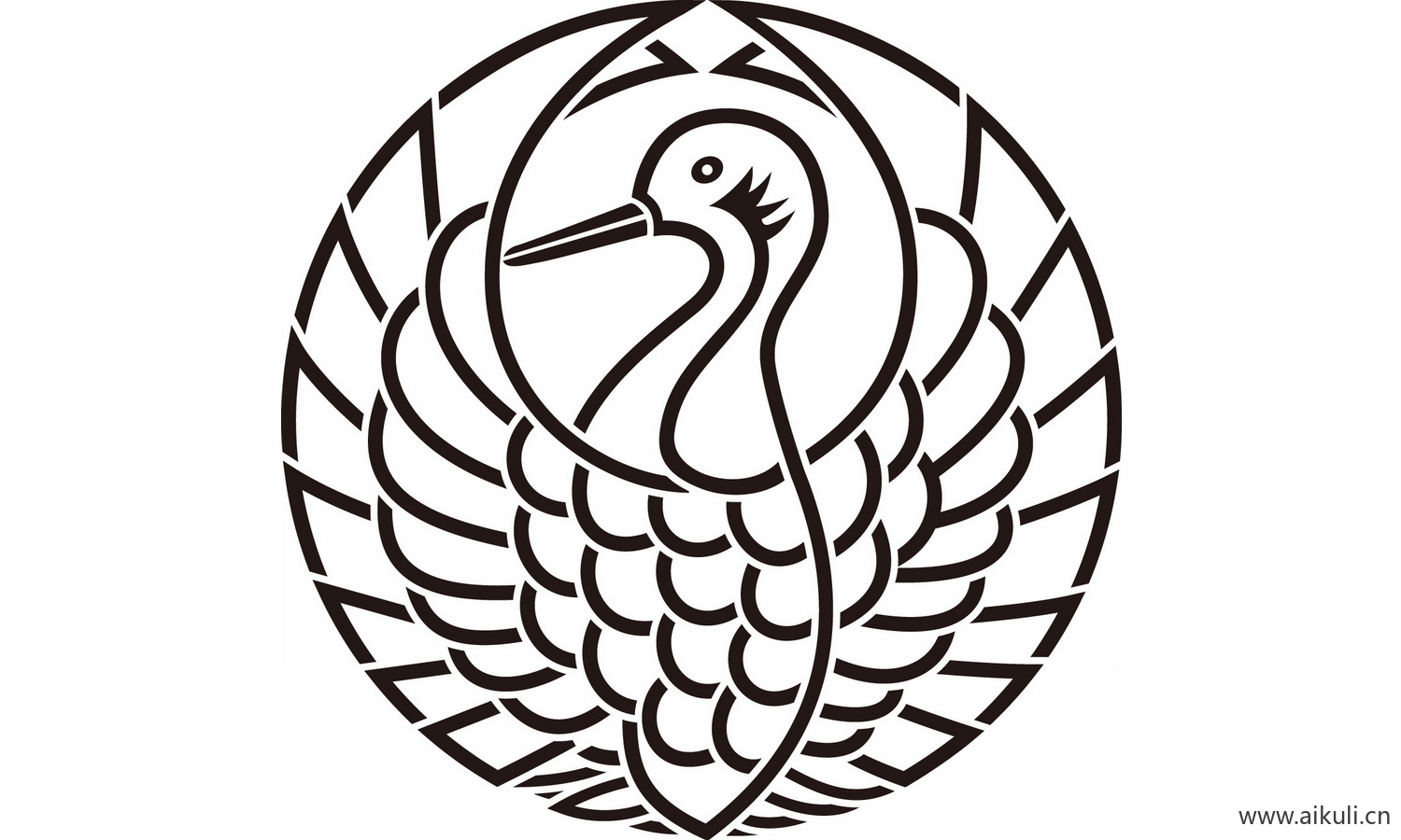 鹤纹鸟类花纹图形EPS-B矢量免扣