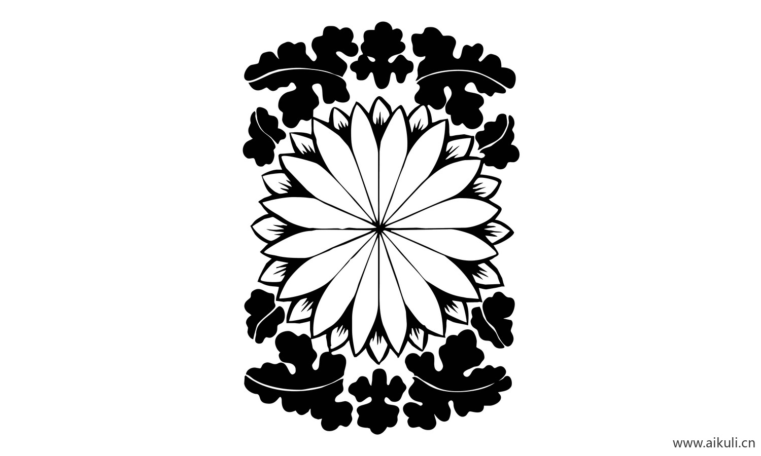 菊花纹花草纹图形EPS-C矢量免扣