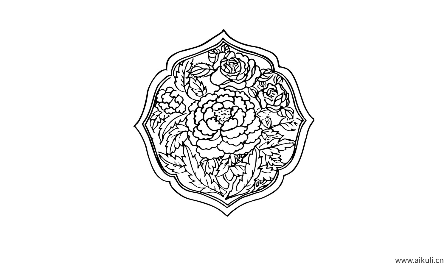 牡丹纹花植物纹图形AI-C矢量免扣