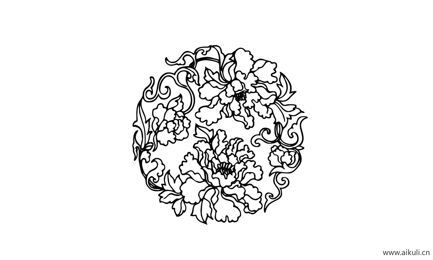 牡丹纹花植物纹图形AI-B矢量免扣