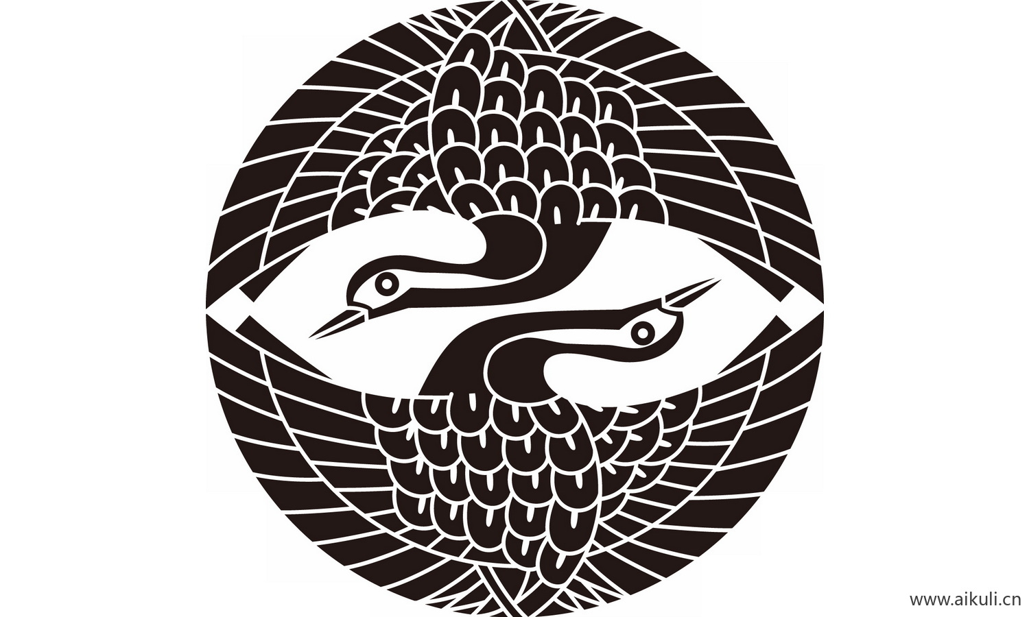 鹤纹鸟类花纹图形EPS-H矢量免扣