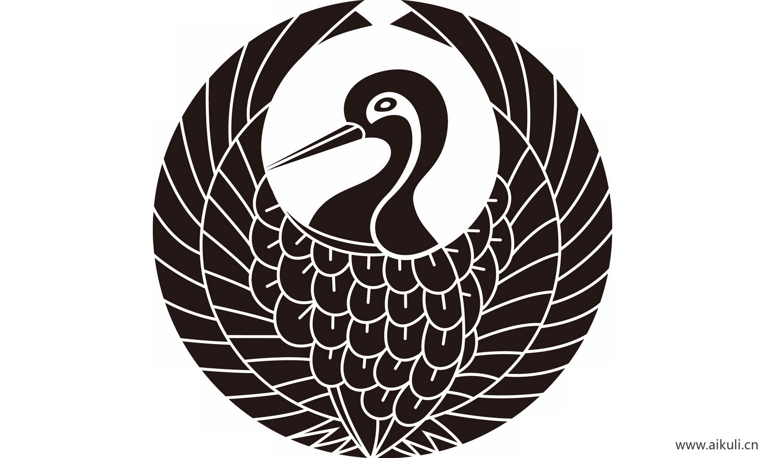 鹤纹鸟类花纹图形EPS-A矢量免扣