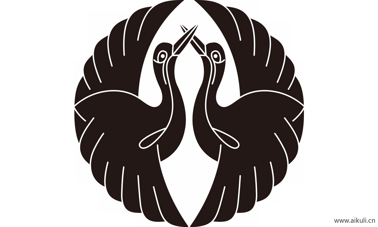 鹤纹鸟类花纹图形EPS-G矢量免扣