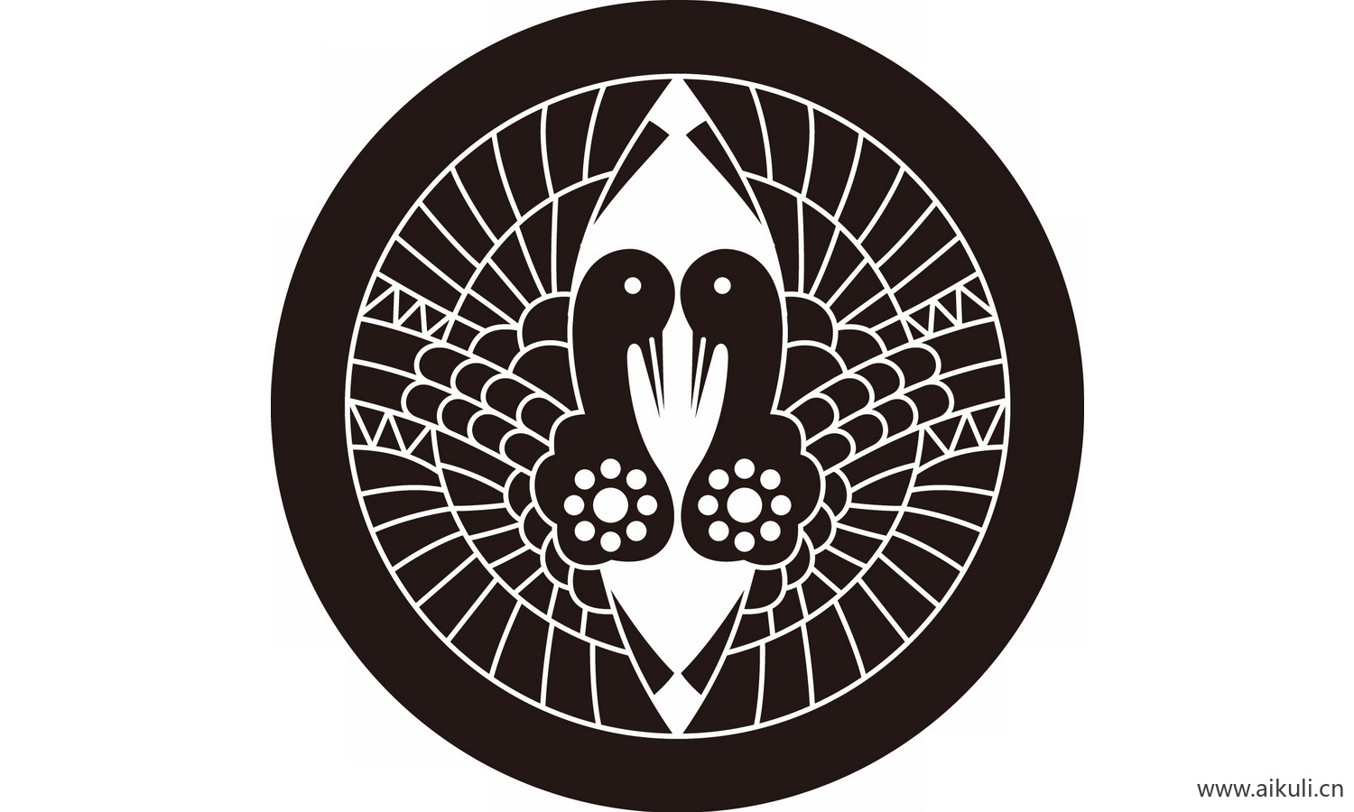 鹤纹鸟类花纹图形EPS-E矢量免扣