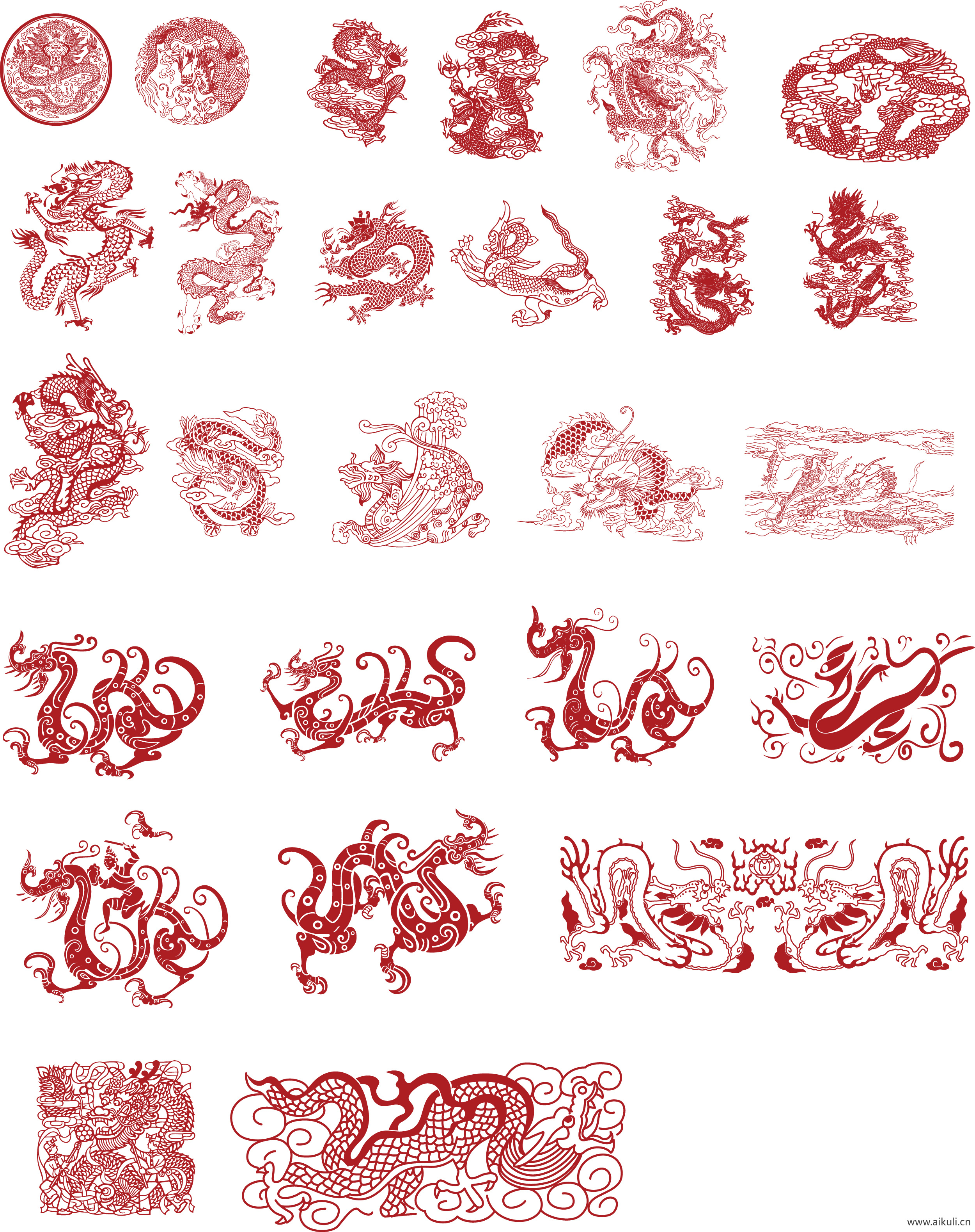 中式龙凤矢量图案纹样EPS-F图形
