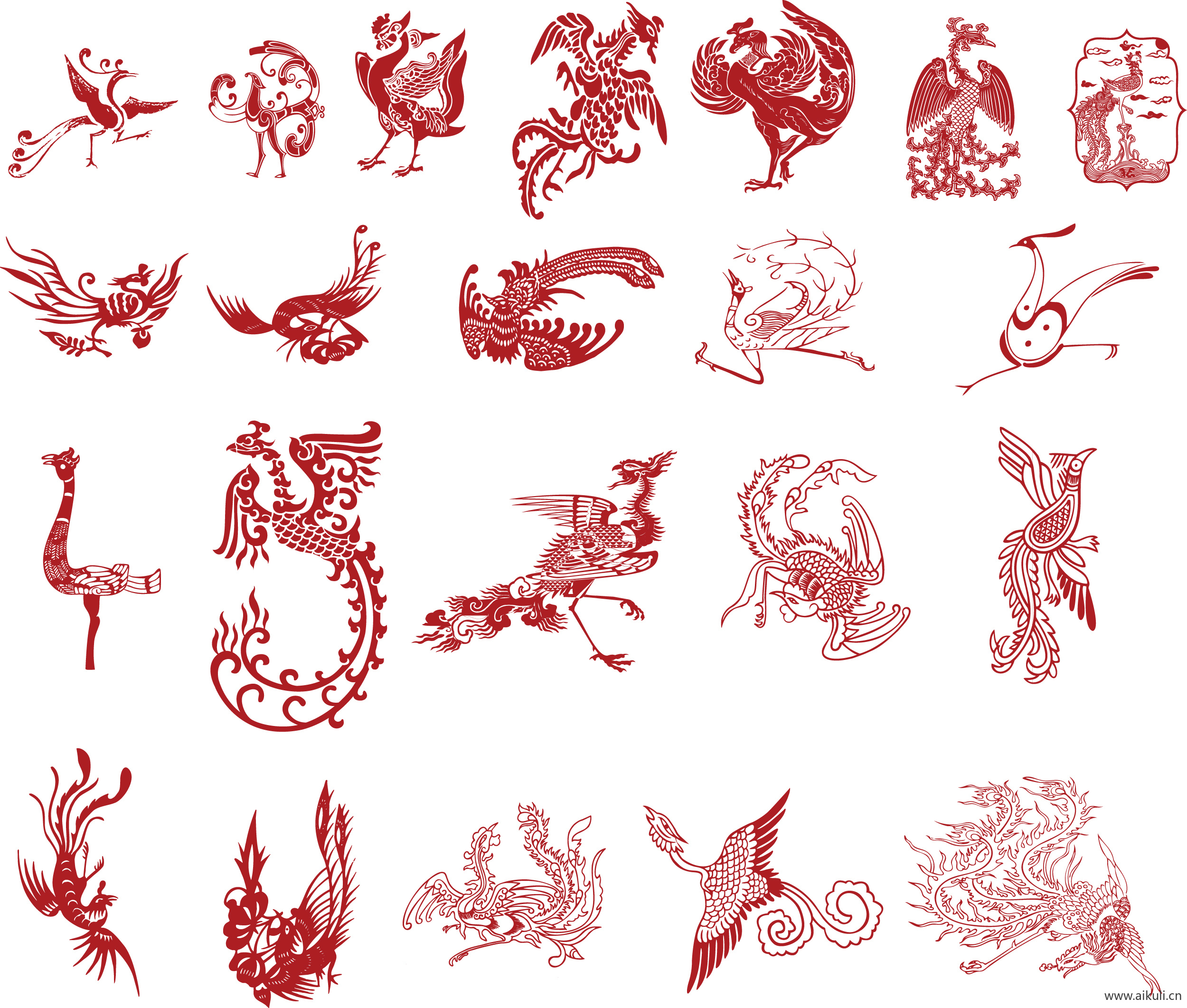 中式龙凤矢量图案纹样EPS-B图形