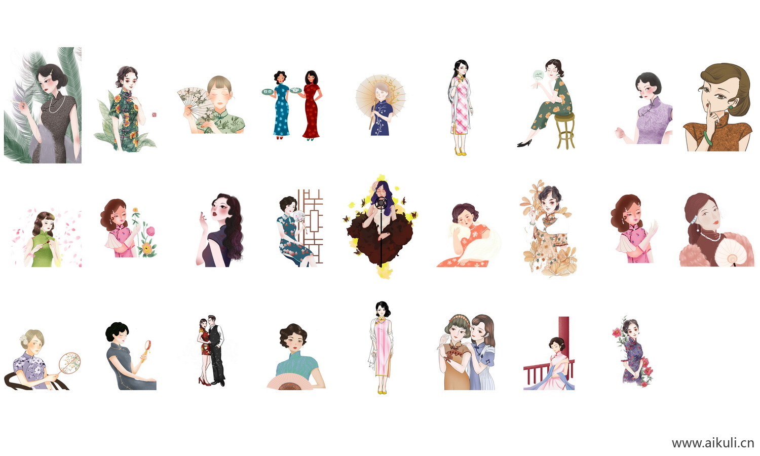 PNG免扣旗袍美女古典美女民国美女