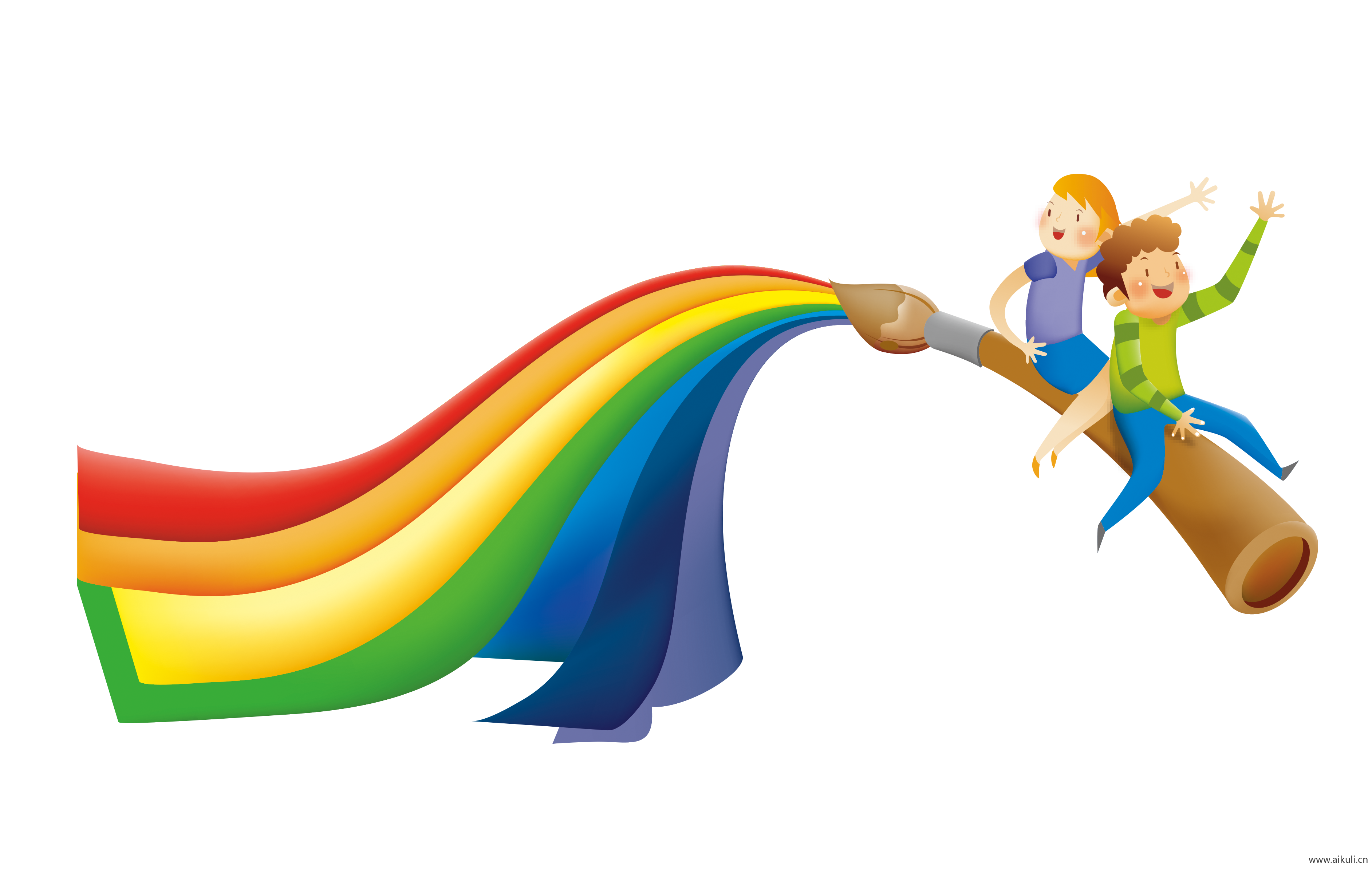 彩条水彩彩虹彩虹飘带PNG