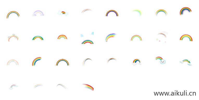 卡通彩虹彩条水彩彩虹彩虹飘带PNG背景免扣