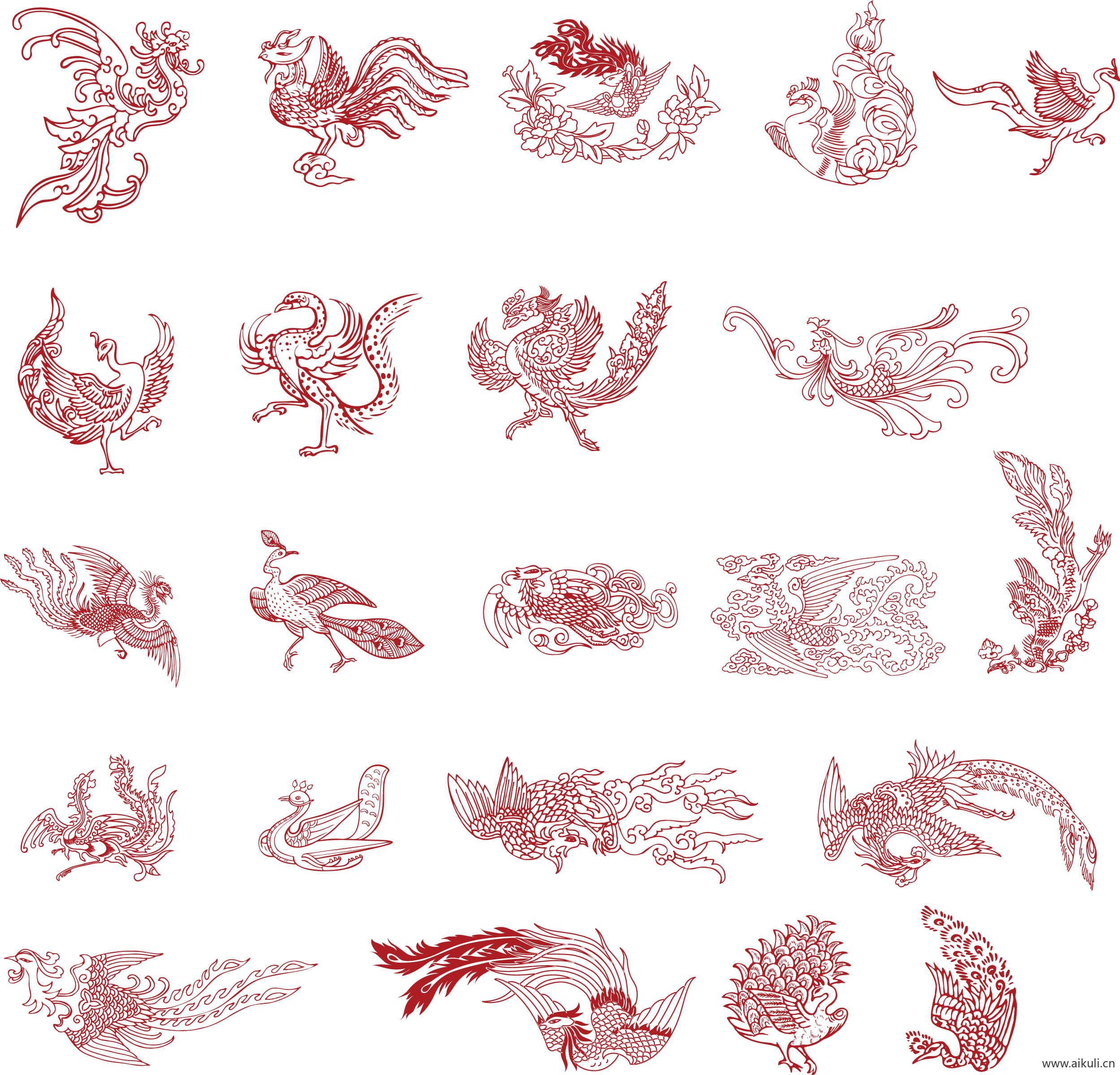 中式龙凤矢量图案纹样EPS-C图形