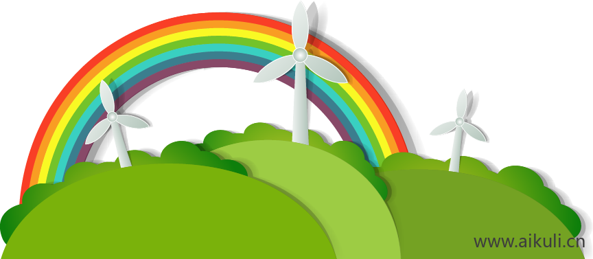 卡通手绘唯美彩虹彩条水彩彩虹彩虹飘带PNG免扣 (3)