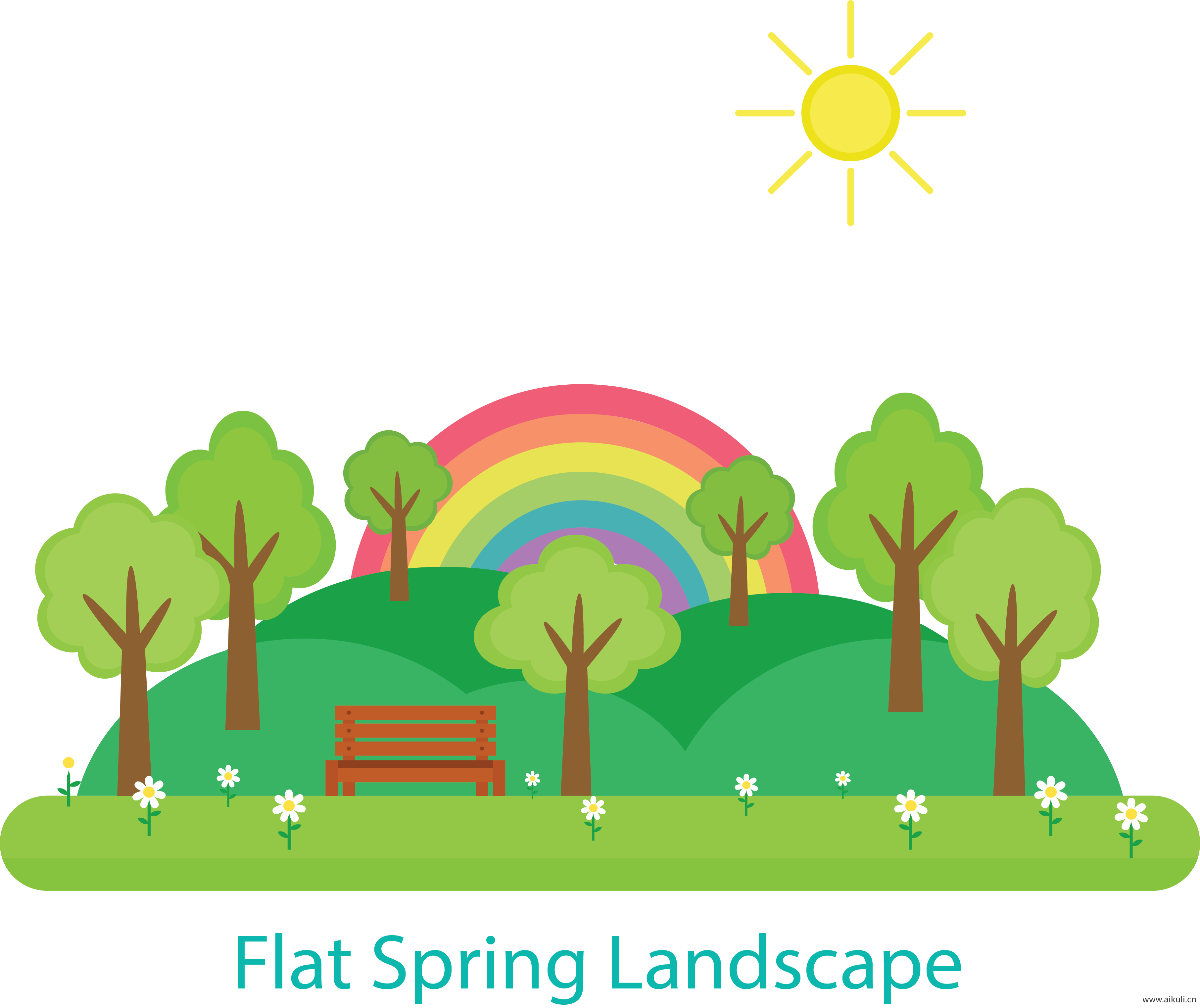 彩虹彩条水彩彩虹彩虹飘带PNG (5)