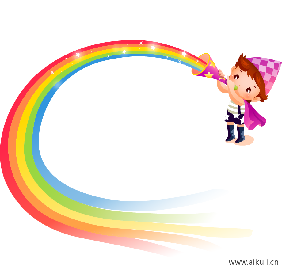 彩虹 彩条水彩彩虹彩虹飘带PNG