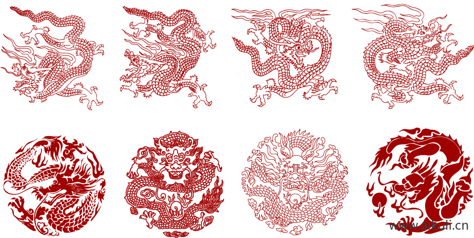 中式龙凤矢量图案纹样EPS-G图形