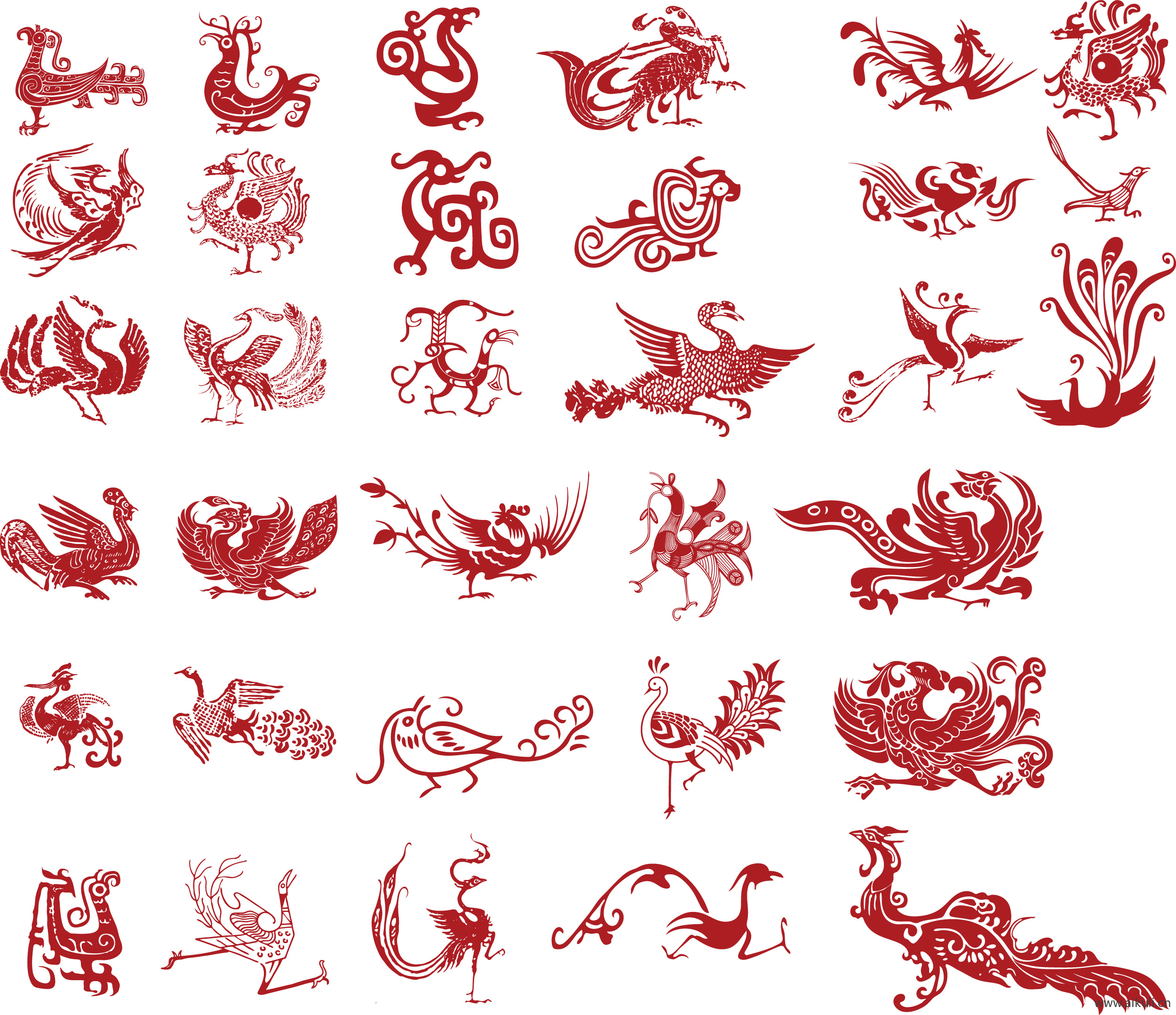 中式龙凤矢量图案纹样EPS-A图形