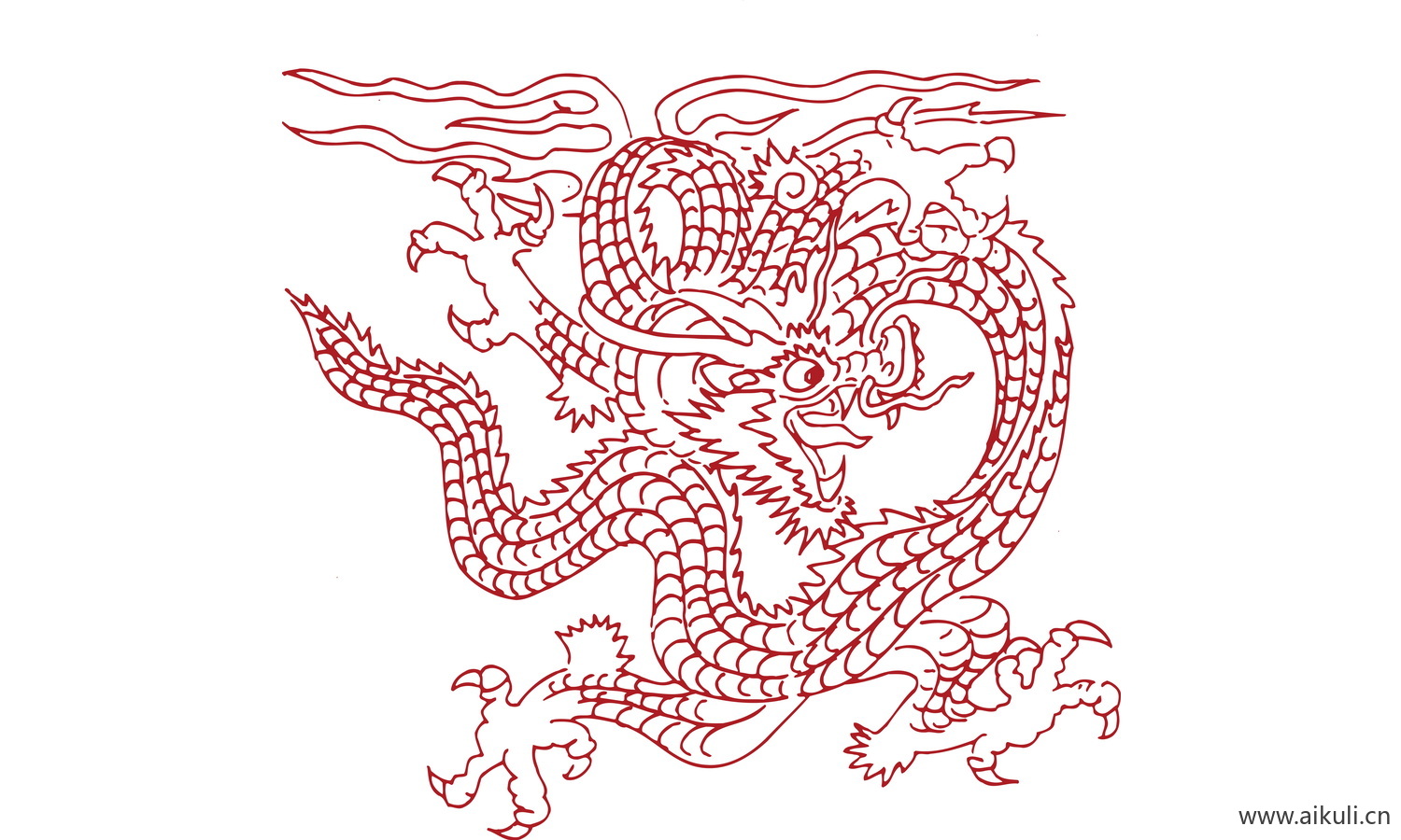 中式龙凤图案纹样PNG-BC龙形图案矢量