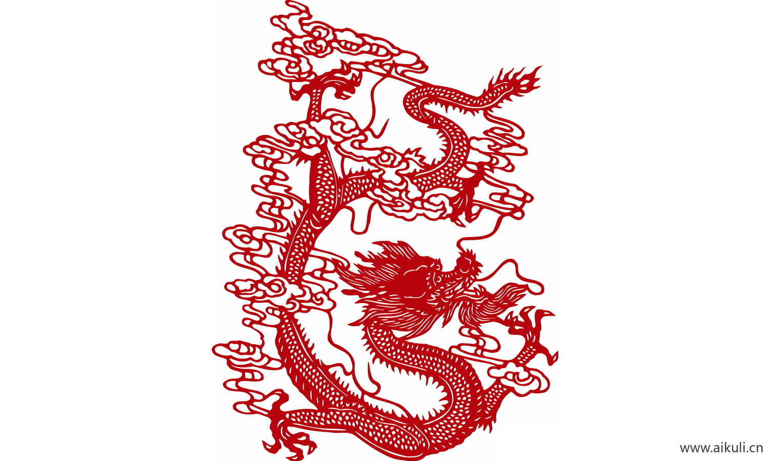 中式龙凤图案纹样PNG-K龙形图案矢量