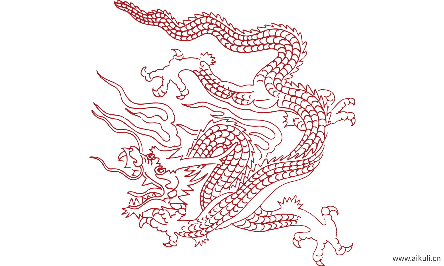 中式龙凤图案纹样PNG-BA龙形图案矢量