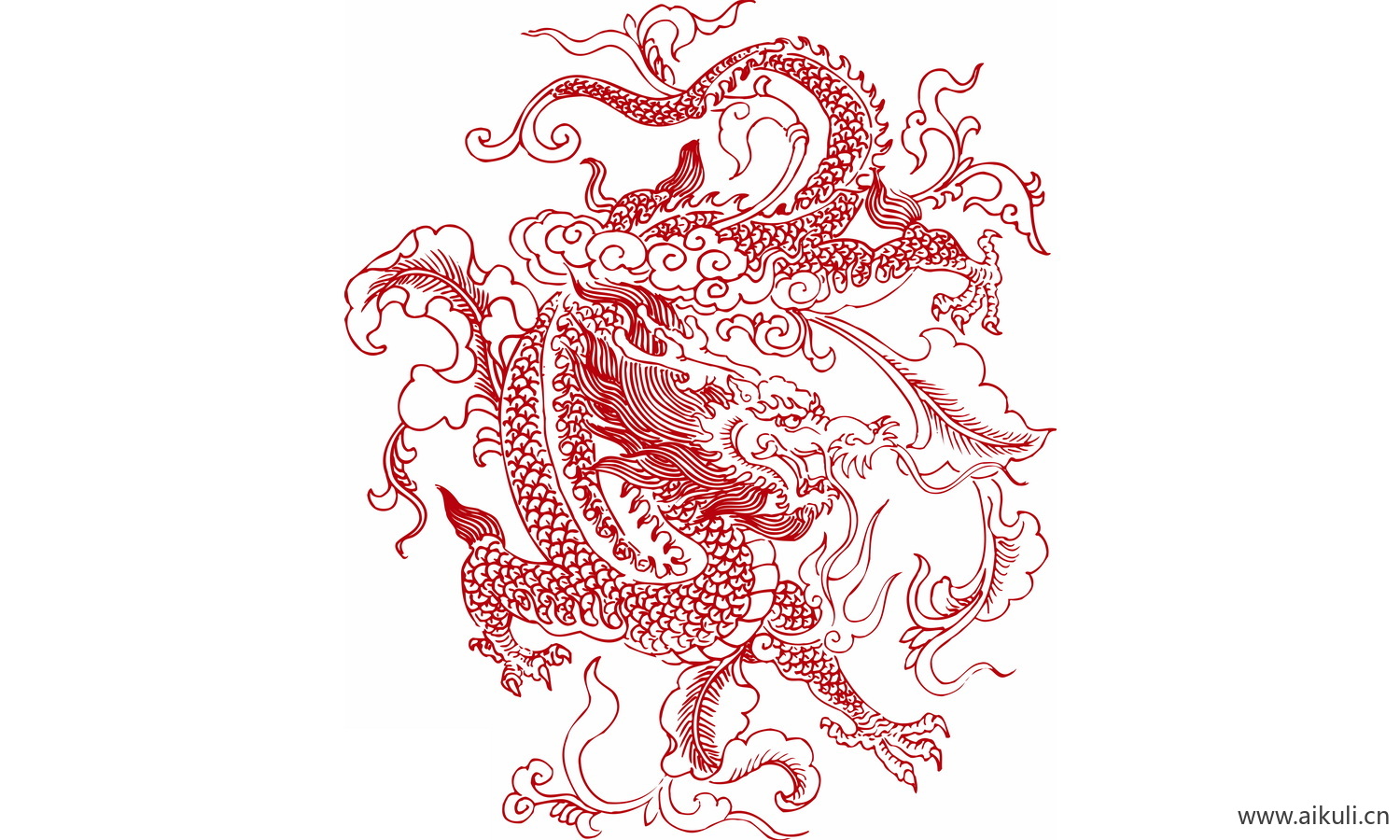 中式龙凤图案纹样PNG-E龙形图案矢量