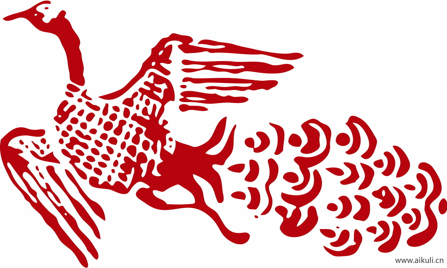 古风龙凤矢量图案纹样PNG-Y凤形图案