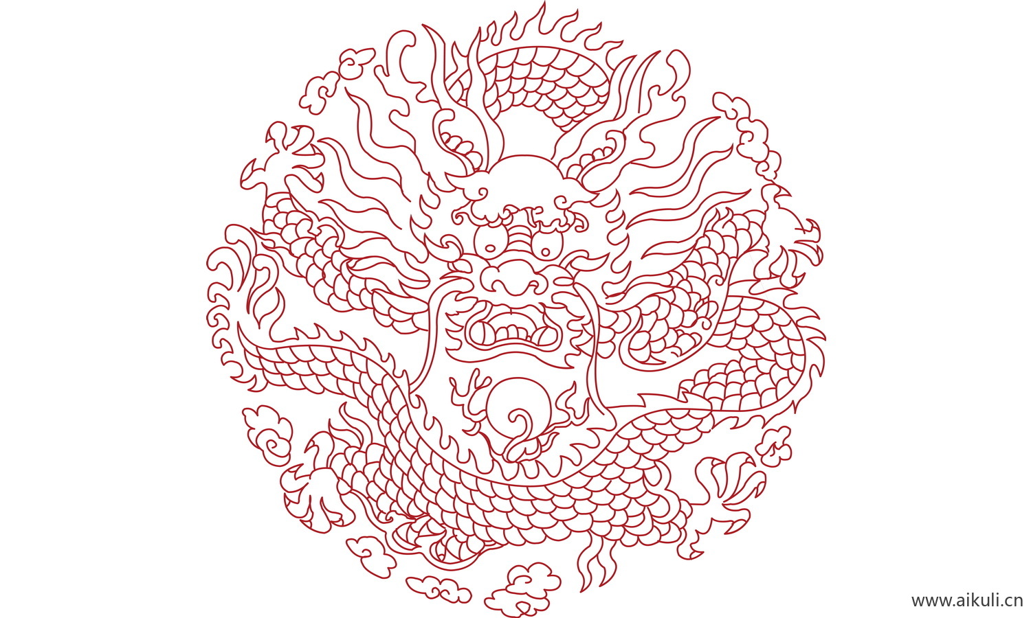 中式龙凤图案纹样PNG-BG龙形图案矢量